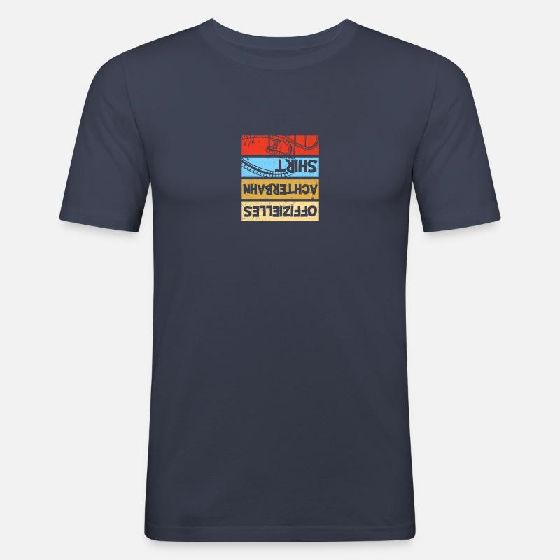 Achterbahn Freak Freizeitpark Rollercoaster - Männer Slim Fit T-Shirt - Navy