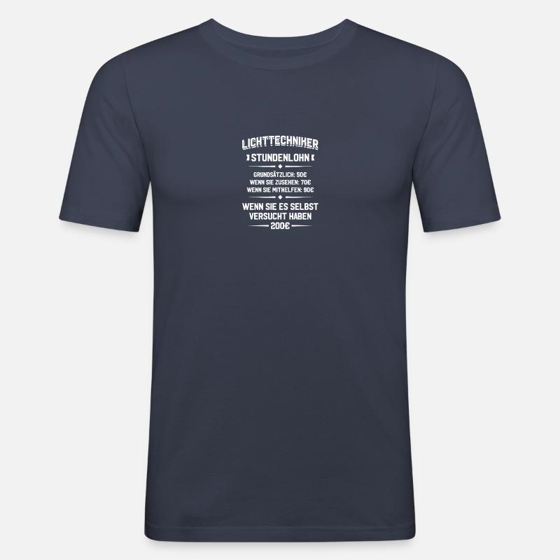 Lichttechniker Stundenlohn Light-Crew Lichttechnik - Männer Slim Fit T-Shirt - Navy