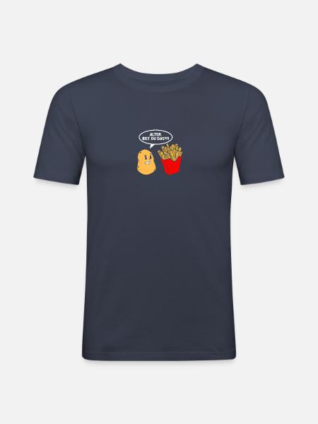Mec, c’est toi ?! Frites - T-shirt près du corps Homme - bleu marine