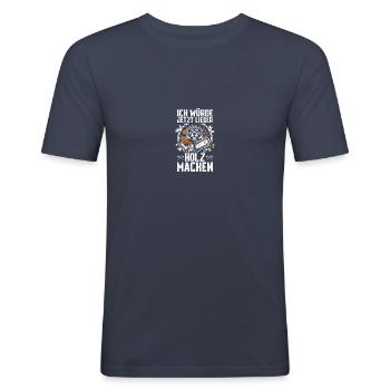 Holz machen Holzfäller Waldarbeiter Forstwirt - Männer Slim Fit T-Shirt - Navy - Vorne - Nik (191cm)