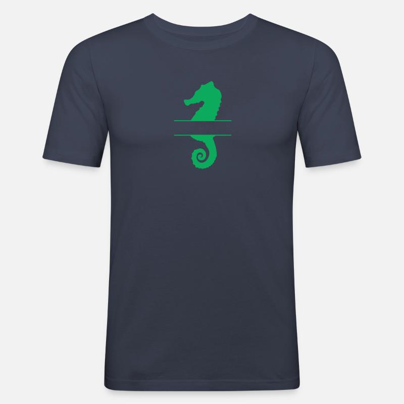 Seepferdchen mit Textfeld - Männer Slim Fit T-Shirt - Navy