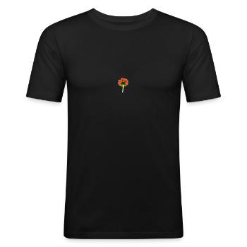 Schlichte rote Blume - Männer Slim Fit T-Shirt - Schwarz - Vorne - Nik (191cm)