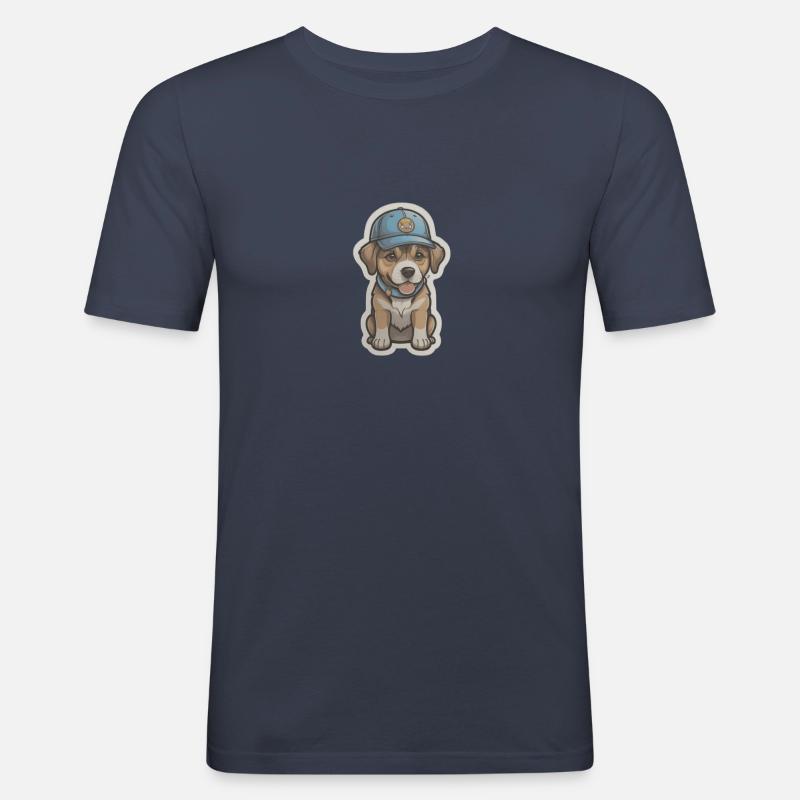 Ein cooler Hund mit Basecap! - Männer Slim Fit T-Shirt - Navy
