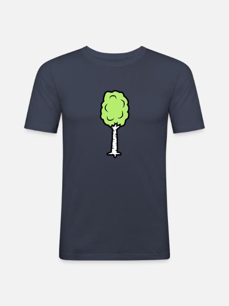 Comic Birch Trees - Men's Slim Fit T-Shirt - navy