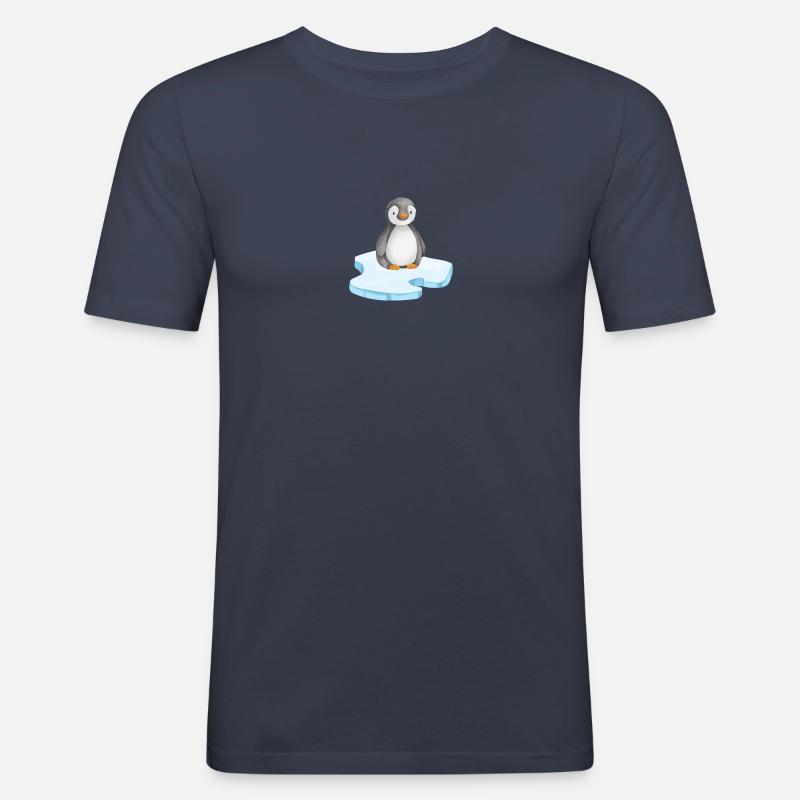 Pinguin auf einer Eisscholle - Männer Slim Fit T-Shirt - Navy