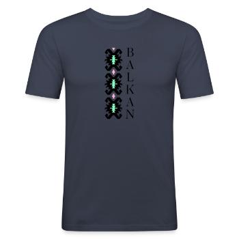 BALKAN - Männer Slim Fit T-Shirt - Navy - Vorne - Nik (191cm)