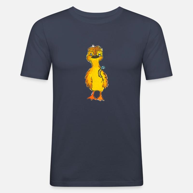 Entchen Malte mit Ring - Männer Slim Fit T-Shirt - Navy
