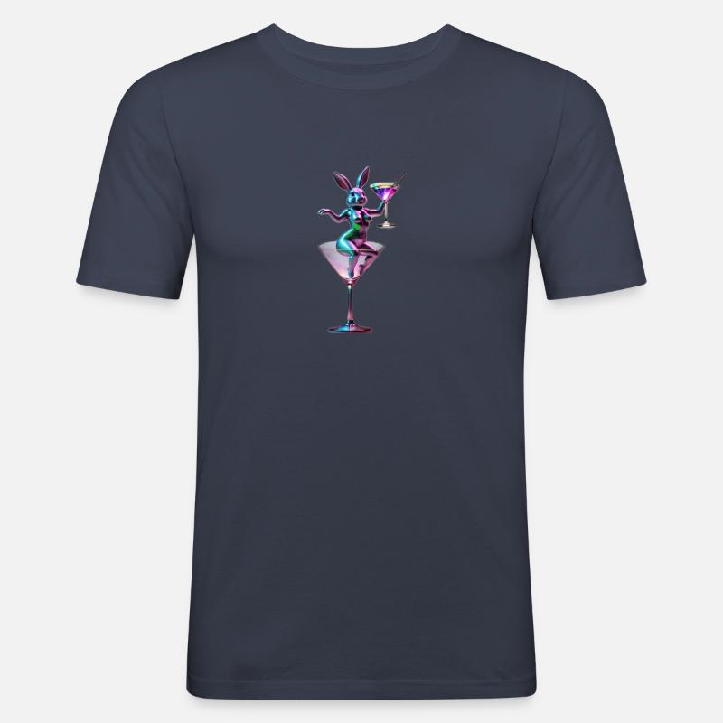 Cosmo Rabbit - Männer Slim Fit T-Shirt - Navy