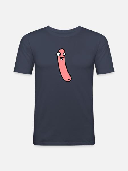 Funny Sausage - Men's Slim Fit T-Shirt - navy