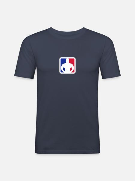 Bodybuilder Sport Logo Design - Men's Slim Fit T-Shirt - navy
