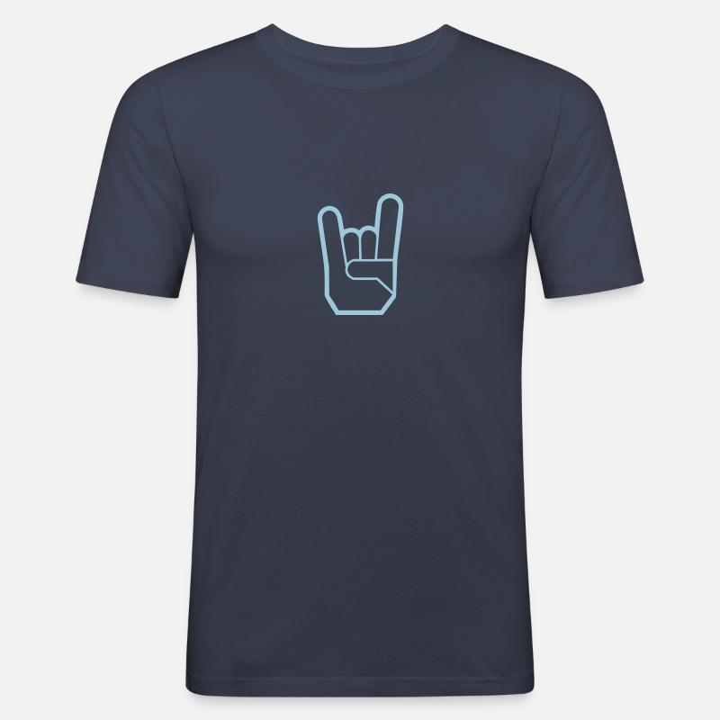 Rock Hand Pommesgabel Devilhand - Männer Slim Fit T-Shirt - Navy