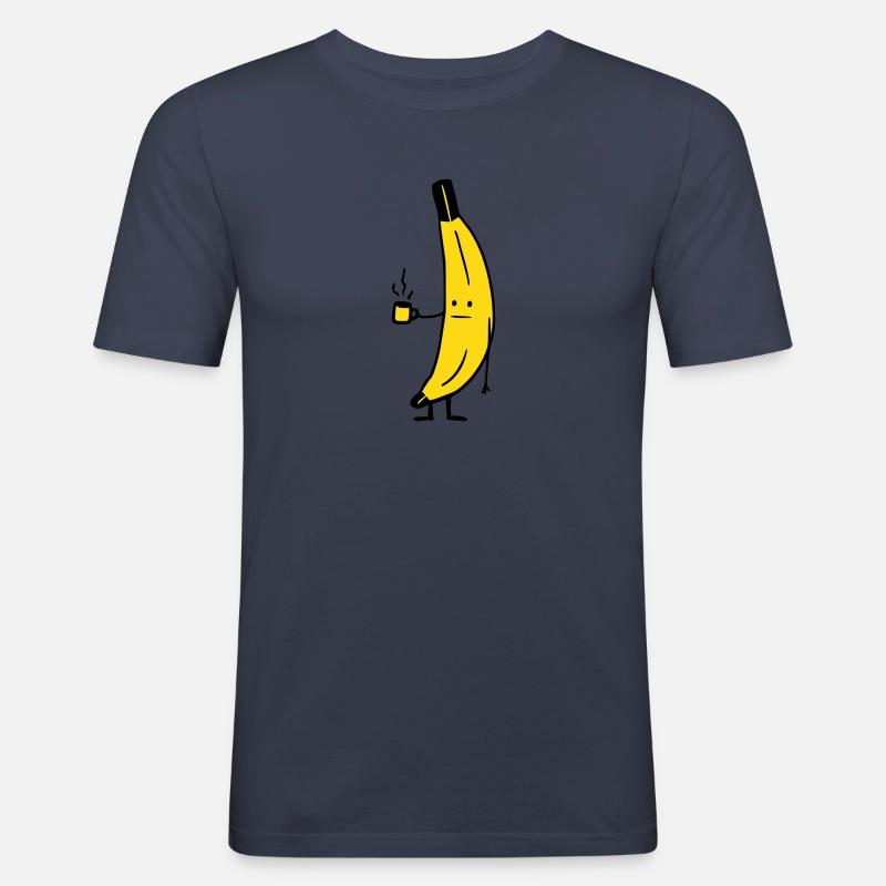 Kaffee Banane - Männer Slim Fit T-Shirt - Navy