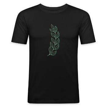 weizen blatt - Männer Slim Fit T-Shirt - Schwarz - Vorne - Nik (191cm)