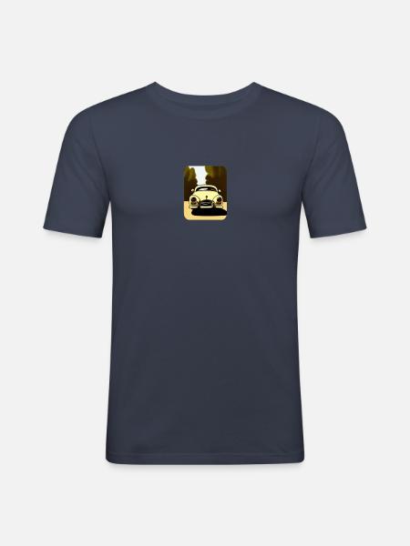 Cooles Retro Auto - Männer Slim Fit T-Shirt - Navy