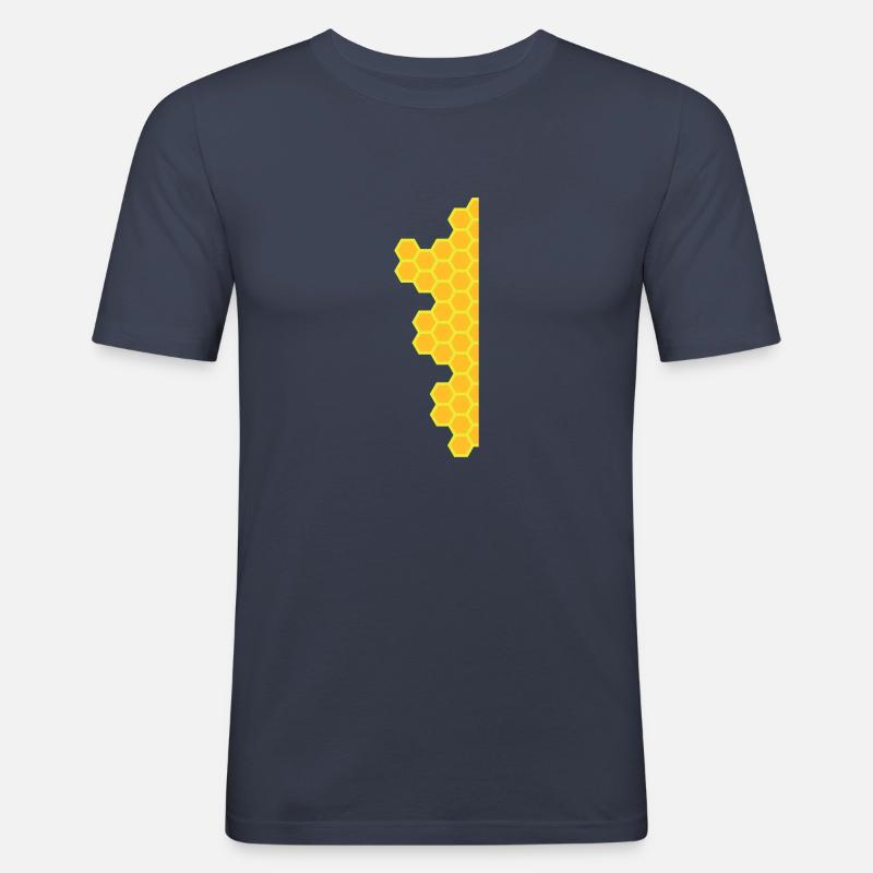 Honeycombs - Männer Slim Fit T-Shirt - Navy
