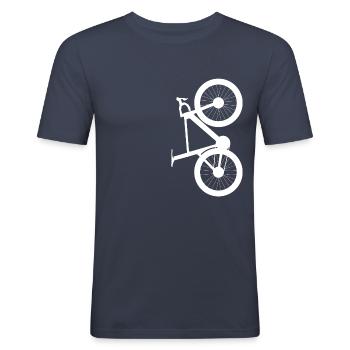 Bicycle Fahrrad T-Shirt | Radsport Damen, Herren - Männer Slim Fit T-Shirt - Navy - Vorne - Nik (191cm)