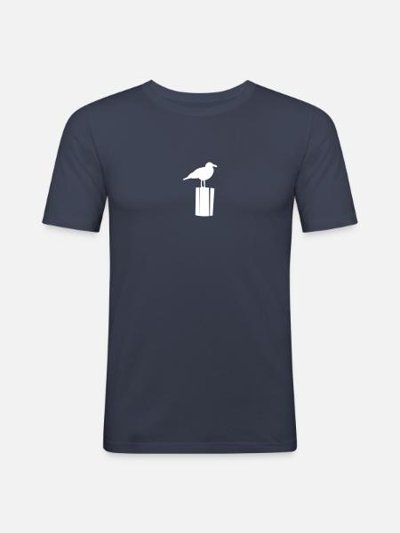Möwe sitzend - Männer Slim Fit T-Shirt - Navy