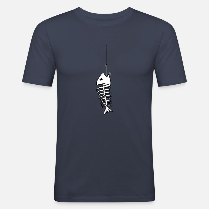 Fishbone On The Hook - Men's Slim Fit T-Shirt - navy