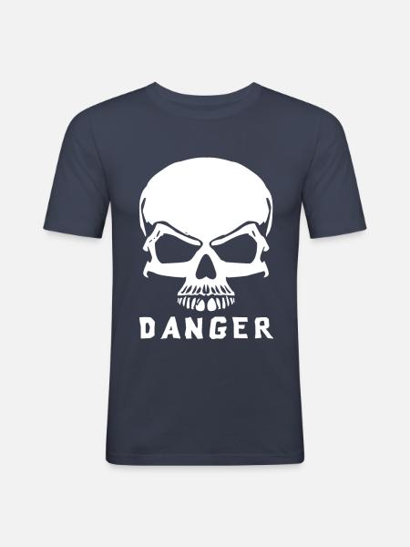 Schädel Gefahr Kontrastdruck - Männer Slim Fit T-Shirt - Navy