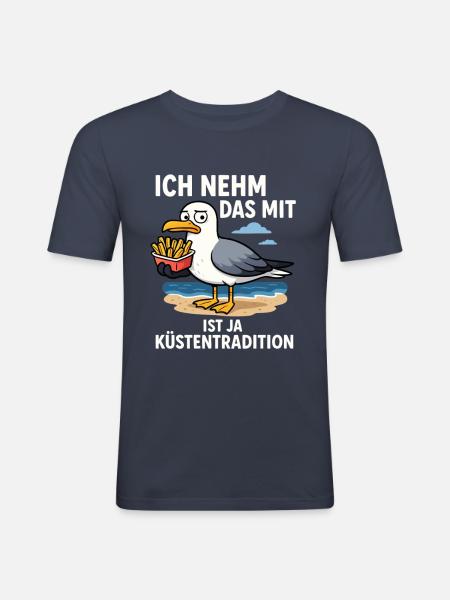 Möwe Pommes - Männer Slim Fit T-Shirt - Navy