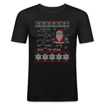Christmas Formel lustiger Weihnachtspulli Mathe - Männer Slim Fit T-Shirt - Schwarz - Vorne - Nik (191cm)