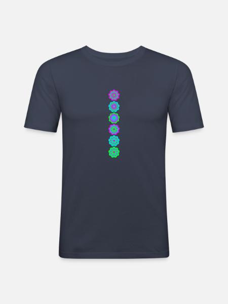 bunte Blumen - Männer Slim Fit T-Shirt - Navy