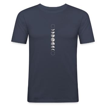 Mondphasen - Männer Slim Fit T-Shirt - Navy - Vorne - Nik (191cm)