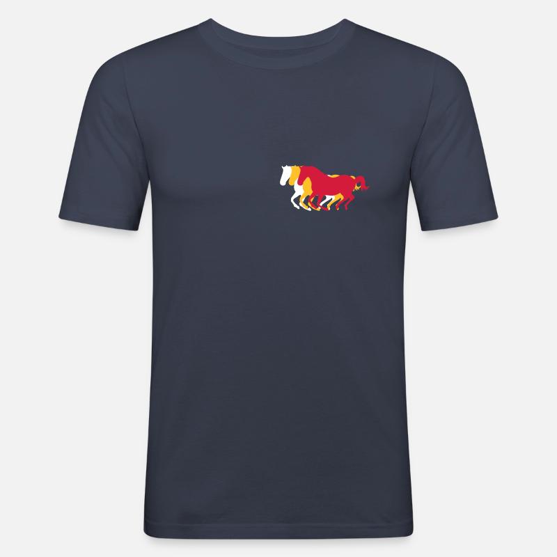 Drei Pferde im Galopp - Männer Slim Fit T-Shirt - Navy