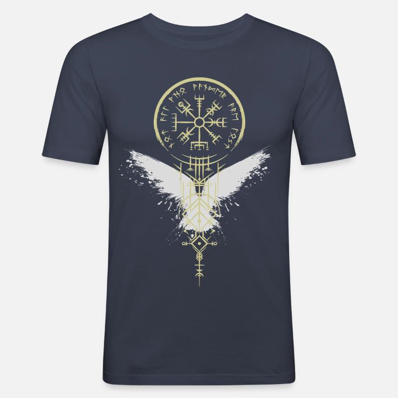 Wikinger - Vegvísir - Rabe - Kompass - Runen - Männer Slim Fit T-Shirt - Navy