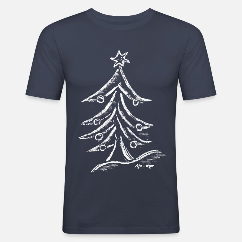 Weihnachtsbaum Silhouette mit Stern - Männer Slim Fit T-Shirt - Navy