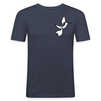 Line Art Bird Abstract Hummingbird - Men's Slim Fit T-Shirt - navy - Front - Nik (191cm)