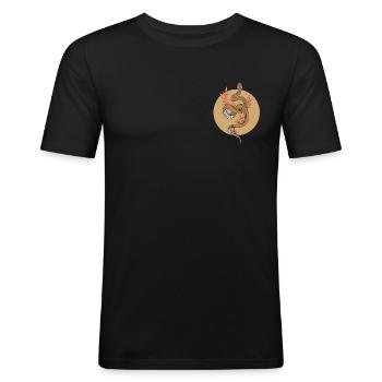 Serpent japonais traditionnel 3 - T-shirt près du corps Homme - noir - Devant - Nik (191cm)