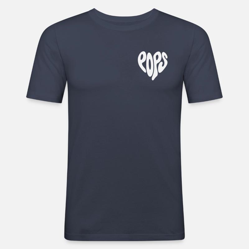 Pops – Kleines Herz (Benutzerdefinierte Farbe) - Männer Slim Fit T-Shirt - Navy