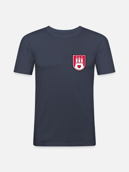 hamburg wappen - Männer Slim Fit T-Shirt - Navy