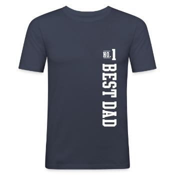 No.1 BEST DAD T-Shirt - Männer Slim Fit T-Shirt - Navy - Vorne - Nik (191cm)