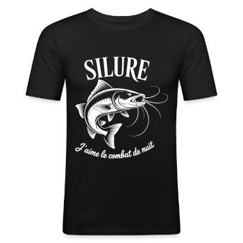 Pêche au silure Combat avec le silure Pêche sporti - T-shirt près du corps Homme - noir - Devant - Nik (191cm)