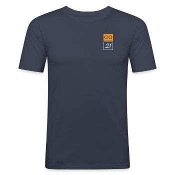 Infinity by 21 Million - Männer Slim Fit T-Shirt - Navy - Vorne - Nik (191cm)