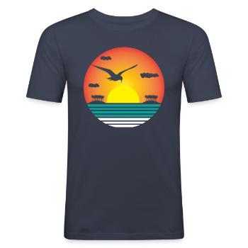 Summer Junkie Wärme Sonnenanbeterin Geschenk - Männer Slim Fit T-Shirt - Navy - Vorne - Nik (191cm)