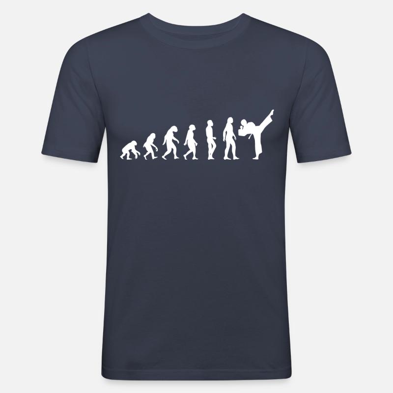 Evolution Karate T-Shirt - Männer Slim Fit T-Shirt - Navy