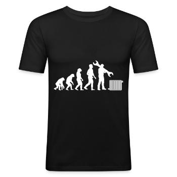 Heizungsbauer Heizungsbau Heizungsinstallateur - Männer Slim Fit T-Shirt - Schwarz - Vorne - Nik (191cm)