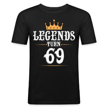 Legenden werden 69 Jahre alt, 69 Geburtstag - Männer Slim Fit T-Shirt - Schwarz - Vorne - Nik (191cm)