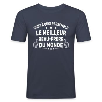 le meilleur beau frère du monde cadeau beau-frere - T-shirt près du corps Homme - bleu marine - Devant - Nik (191cm)