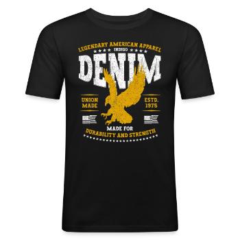 Legendäre American Eagle Denim Bekleidung USA - Männer Slim Fit T-Shirt - Schwarz - Vorne - Nik (191cm)