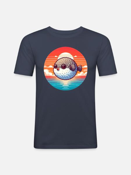 Puffer fish at sunset - Men's Slim Fit T-Shirt - navy
