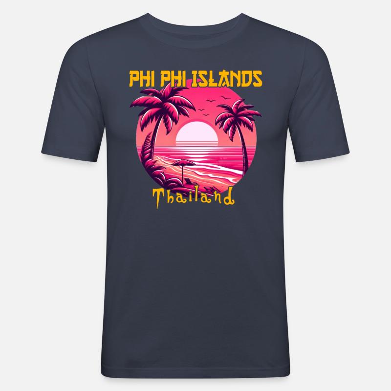 Sunset on Phi Phi Islands - Men's Slim Fit T-Shirt - navy