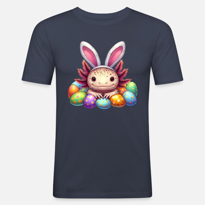 Easter Axolotl - Happy Easter - Men's Slim Fit T-Shirt - navy
