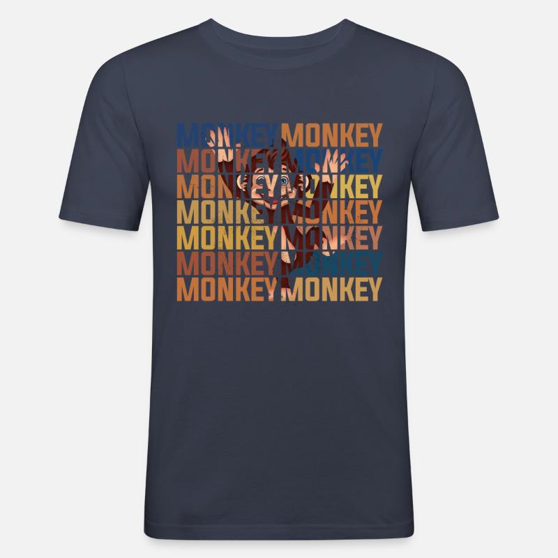 MONKEY MONKEY MONKEY MONKEY - Männer Slim Fit T-Shirt - Navy