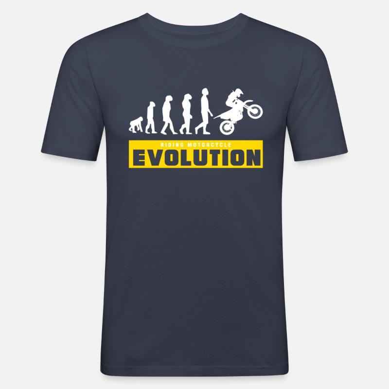 Riding Mototcycle Evolution - Männer Slim Fit T-Shirt - Navy