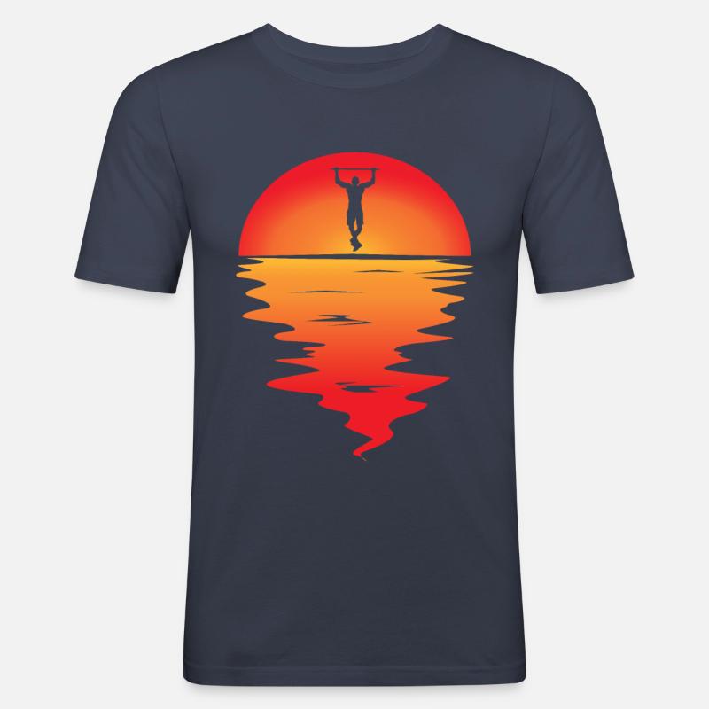 Sunset Pull Ups - Männer Slim Fit T-Shirt - Navy