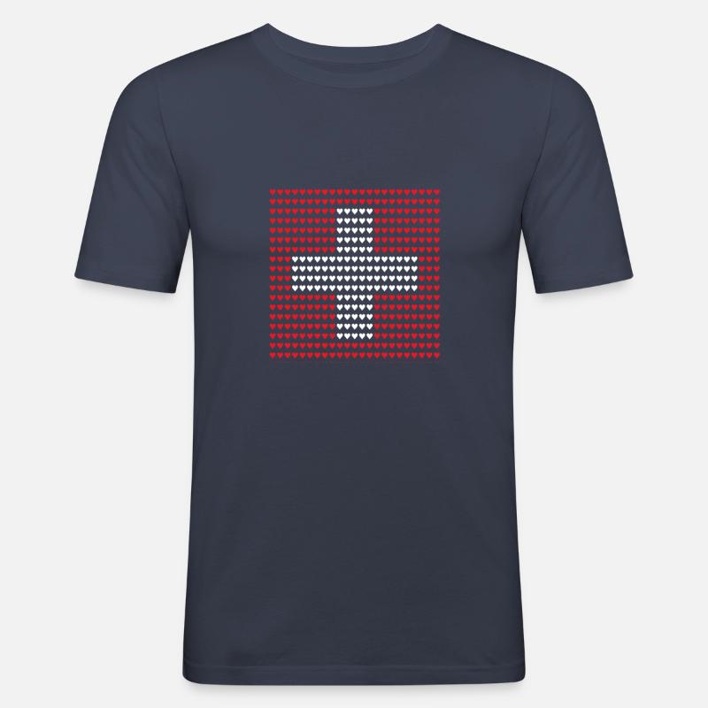 Schweizer Flagge Geschenkidee Geschenk Idee - Männer Slim Fit T-Shirt - Navy